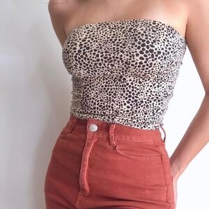 women’s XS Cheetah Print cropped tube top, strapless, american eagle, NWOT